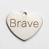 Non-Tarnish 201 Stainless Steel Heart Pendants STAS-L165-C12-1