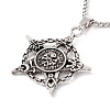 Alloy Star with Skull Pendant Necklace with 201 Stainless Steel Chains for Men Women NJEW-E016-14AS-3