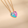 2Pcs Cute Alloy Enamel BFF Cat Heart Pendant Necklaces for Women FS-WG9A306-01-1