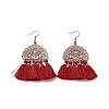 Alloy Half Round with Tassels Dangle Earrings LS-EJEW-E267-05RC-1