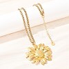 304 Stainless Steel Sunflower Pendant Wheat Chain Necklaces NJEW-P344-02G-1