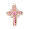 Glass Seed Beaded Cross Pendants PALLOY-MZ00826-04-1
