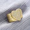Brass Micro Pave Clear Cubic Zirconia Cuff Rings for Women RJEW-H248-08G-03-1