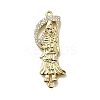 Brass Clear Cubic Zirconia Grim Reaper Connector Charms KK-C090-36G-01-1