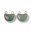 Natural Green Aventurine Semi Circle Pendants G-S359-011B-2