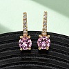 Flat Round Brass Micro Pave Cubic Zirconia Hoop Earrings EJEW-F384-03G-1