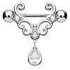 316L Surgical Stainless Steel Clear Cubic Zirconia Teardrop Nipple Stirrup WGE53BF-01-1