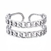 304 Stainless Steel Curb Chain Open Cuff Ring RJEW-T023-13P-1