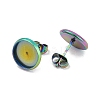 Flat Round 304 Stainless Steel Stud Earring Settings Ion Plating(IP) STAS-I323-16mm-RC-2