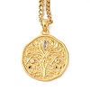 Brass Clear Cubic Zirconia Curb Chain Constellation Pendant Medal Necklaces for Women LS-NJEW-U010-01G-07-1