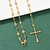 201 Stainless Steel Rosary Bead Necklaces NJEW-B143-07G-3