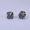 Colorful Pattern Printed Silicone Focal Beads SI-JX0022A-12-1