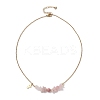 Natural Rhodochrosite & Pink Opal & Rose Quartz Chip and Round Beaded Pendant 304 Stainless Steel Cable Chain Necklaces for Women NJEW-JN05741-02-4