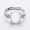 Rhodium Plated 925 Sterling Silver Finger Ring Components STER-G027-04P-2