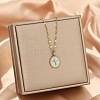 201 Stainless Steel Enamel Oval with Cross Pendant Necklaces FS-WG9DA99-03-1