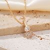 Brass Pave Clear Cubic Zirconia Gourd Shape Pendant Necklaces for Women YJ8780-3