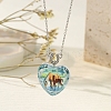 Heart with Horse Pattern Glass Pendant Necklaces PW-WGF1C5C-04-1