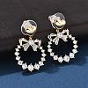 Brass Clear Cubic Zirconia Stud Earrings EJEW-D301-06G-01-1