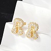 Brass Micro Pave Cubic Zirconia Stud Earrings EJEW-Z091-04G-R-4