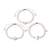 3Pcs 3 Styles Summer Shell Pearl Braided Bead Bracelets BJEW-JB10323-4