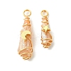 2Pcs Electroplated Natural Quartz Crystal Dyed Copper Wire Wrapped Pendants PALLOY-JF03173-01-1