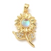 Brass Micro Pave Cubic Zirconia with Resin Pendants X-KK-G517-05G-01-1