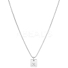 1Pc Stainless Steel Letter Rectangle Pendant Necklaces NJEW-LP0001-34X-P-1