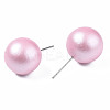 Painted Round Schima Wood Earrings for Girl Women EJEW-T017-01F-2