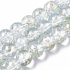 Transparent Spray Painted Crackle Glass Bead Strands GLAA-N035-03C-A09-1
