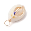 Natural Cowrie Shell Pendants PALLOY-JF02662-02-4