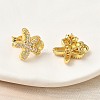 Brass Micro Pave Clear Cubic Zirconia Stud Earrings EJEW-A145-03C-G-3