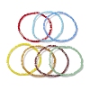 7Pcs 7 Styles Faceted Frosted Glass Beaded Stretch Bracelets for Women BJEW-JB10187-1