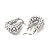 Rack Plating U-Shaped Brass & ABS Imitation Pearl Hoop Earrings EJEW-I310-18P-2