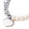 304 Stainless Steel Heart Charm Bracelets BJEW-JB13361-01-3