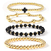 5Pcs 5 Styles Handmade Brass & Glass Beads Stretch Bracelet Set OI0028-1-1