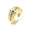Brass Micro Pave Cubic Zirconia Adjustable Cuff Rings RJEW-V009-01G-4