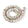 Handmade Lampwork Inner Flower Rondelle Beads Strands LAMP-T022-24K-2