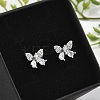 Brass Micro Pave Clear Cubic Zirconia Stud Earrings EJEW-R016-02P-3