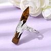 Natural Tiger Eye & Brass Cuff Rings for Women RJEW-G374-01P-11-2