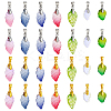 112Pcs 14 Styles Baking Paint Glass Leaf Shape Pendants PALLOY-PH01921-1