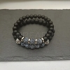 Natural Lava Rock & Frosted Stone Round Beads Stretch Bracelet Set Women DF9720-9-1