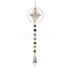 Natural & Synthetic Mixed Stone Bead & Brass Ring Pendant Decorations HJEW-TA00099-1