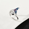 Brass Pave Clear Cubic Zirconia Cuff Rings RJEW-V013-01P-3