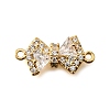 Brass Clear Cubic Zirconia Connector Charms KK-U065-04A-G-1