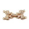 Brass Micro Pave Clear Cubic Zirconia Fold Over Clasps KK-C075-29G-1