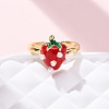 Brass Enamel Open Cuff Rings for Women RJEW-U057-19A-G-2