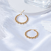 1 Pair 201 Stainless Steel Round Beaded Hoop Earrings with 304 Stainless Steel Pins for Women EJEW-LP0011-03-3