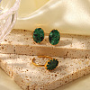 Simple Fashion Oval Natural Gemstone Cuff Ring & Stud Earrings Sets FJ0453-1-2