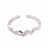 Clear Cubic Zirconia Wave Open Cuff Ring X-RJEW-B028-17P-2
