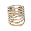 304 Stainless Steel Double Color Cuff Rings RJEW-S635-01GP-L-2